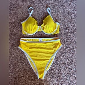Shade and Shore, Yellow and white, 2 piece swimsuit LIKE NEW.